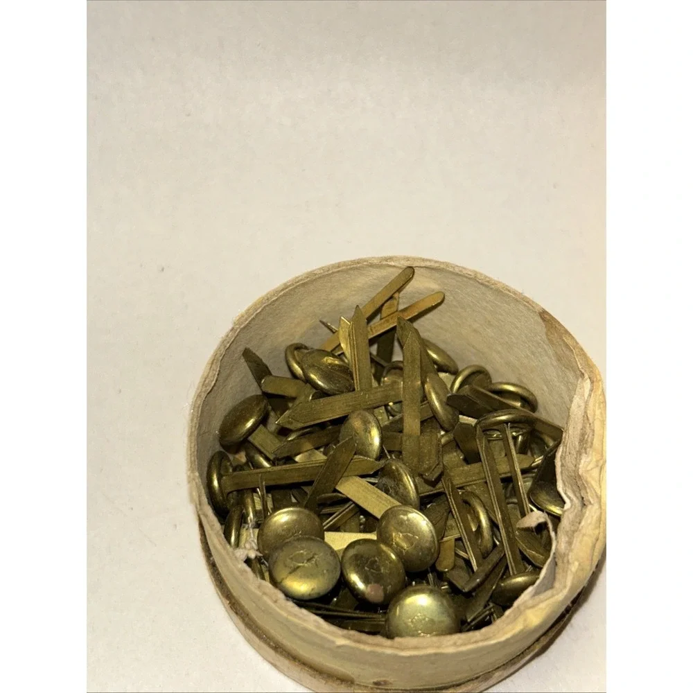 VINTAGE OAKVILLE PAPER FASTENER ROUND HEAD NO 4 BRASS In BOX